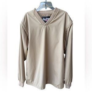 Rawlings Men's V-Neck Beige Windbreaker Jacket Size: Men’s Small